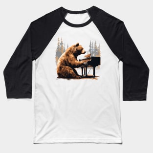 Grizzly Bear playing piano Baseball T-Shirt